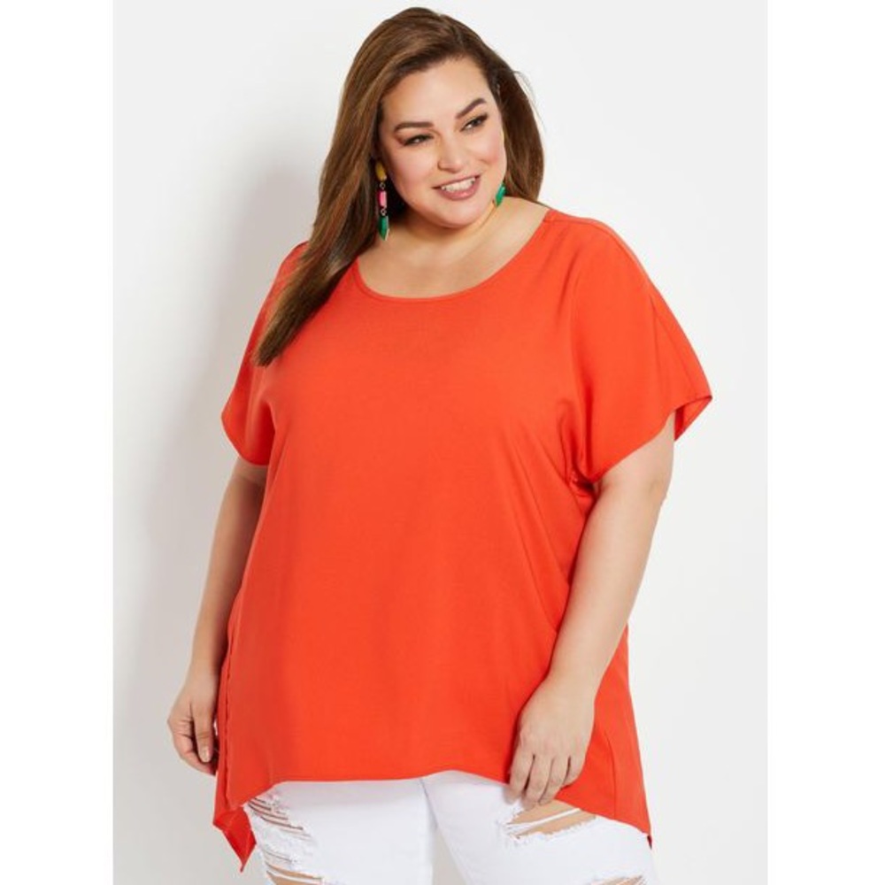 Ashley Stewart Orange Flowy Blouse